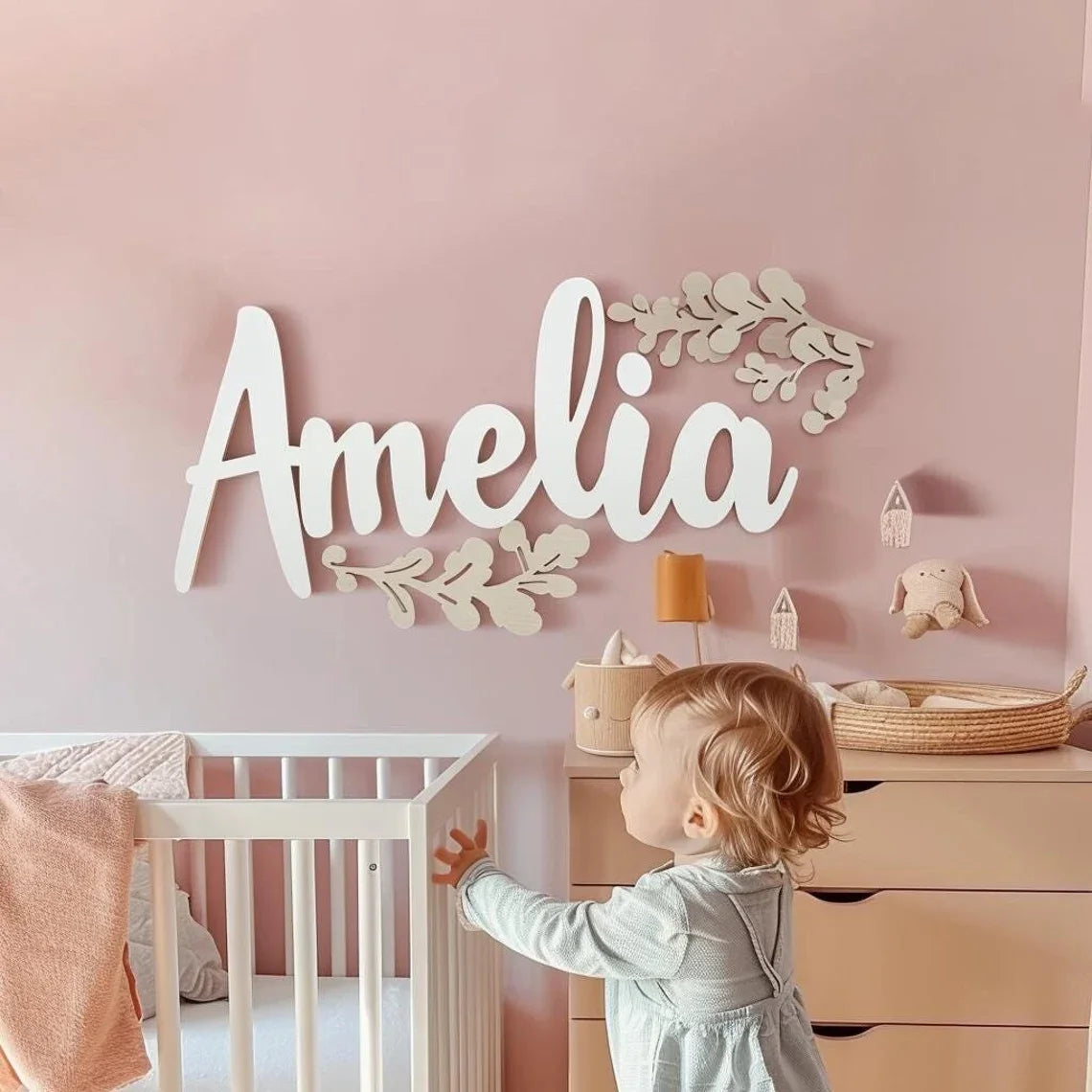 Customized Name Sign Nursery Wooden Baby Name Sign Personalized Baby Home Room Birthday Wedding Nursery Wall Decor