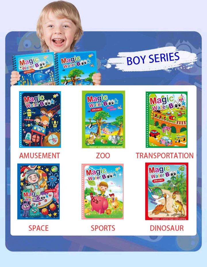 Montessori Toys Reusable Coloring Book Magic Water Painting Book Magic Book Children's Sensory Learning Early Education Toys
