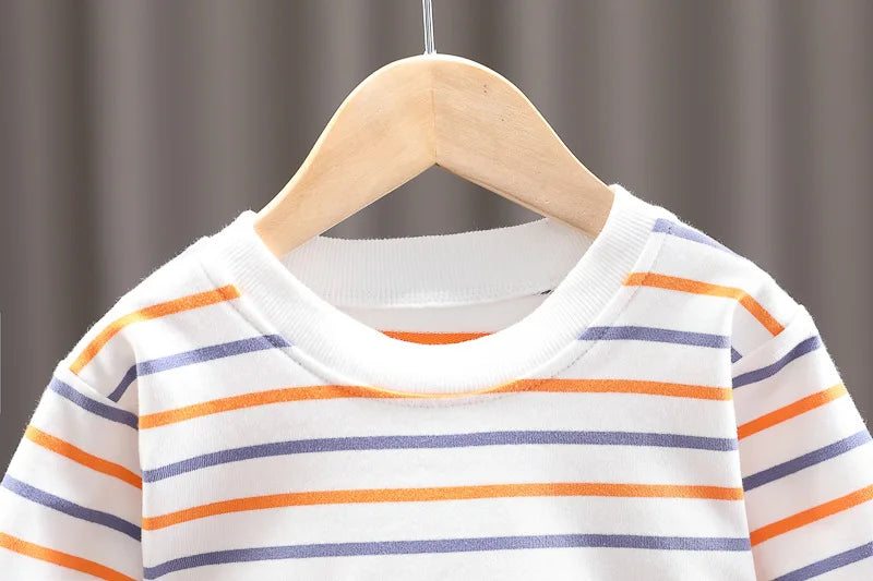 0-4 years old autumn new fashion cute car baby suit boys and girls long-sleeved striped three-piece children's sports suit