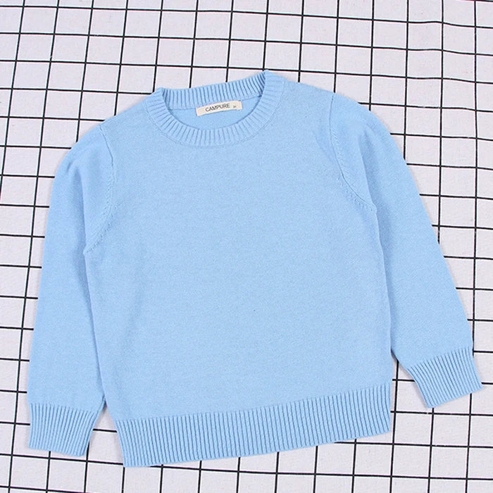 2025 New Autumn 1-8Yrs Baby Boys Girls Pure Color Casual Loose Pullovers Sweaters Kids Sweaters Knitted Bottoming Boys Sweaters