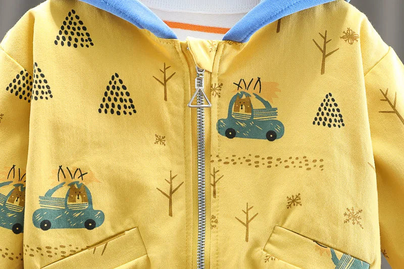0-4 years old autumn new fashion cute car baby suit boys and girls long-sleeved striped three-piece children's sports suit