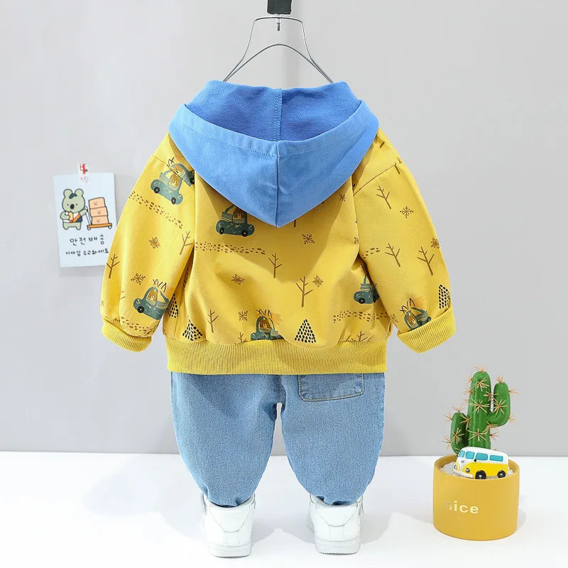 0-4 years old autumn new fashion cute car baby suit boys and girls long-sleeved striped three-piece children's sports suit