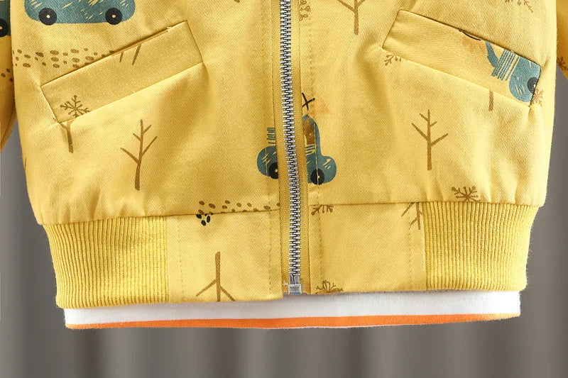 0-4 years old autumn new fashion cute car baby suit boys and girls long-sleeved striped three-piece children's sports suit