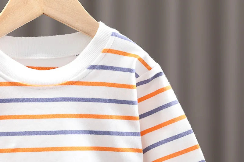 0-4 years old autumn new fashion cute car baby suit boys and girls long-sleeved striped three-piece children's sports suit