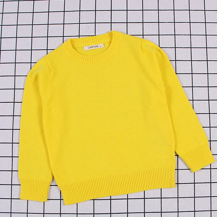 2025 New Autumn 1-8Yrs Baby Boys Girls Pure Color Casual Loose Pullovers Sweaters Kids Sweaters Knitted Bottoming Boys Sweaters