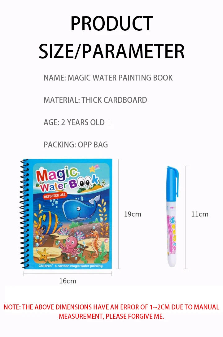 Montessori Toys Reusable Coloring Book Magic Water Painting Book Magic Book Children's Sensory Learning Early Education Toys