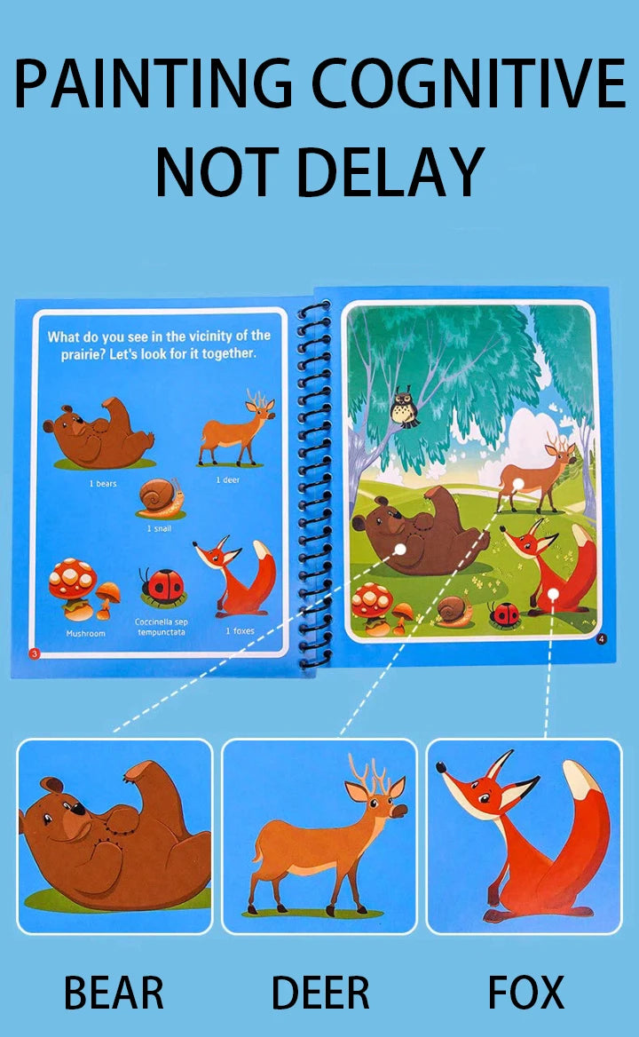 Montessori Toys Reusable Coloring Book Magic Water Painting Book Magic Book Children's Sensory Learning Early Education Toys