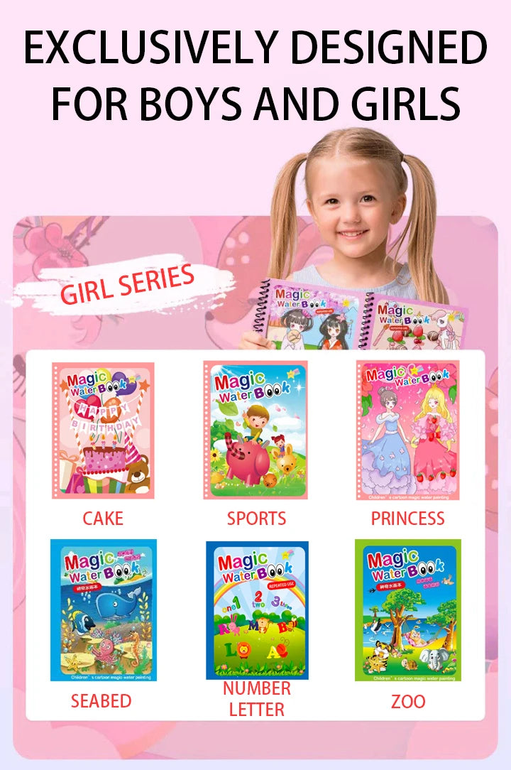 Montessori Toys Reusable Coloring Book Magic Water Painting Book Magic Book Children's Sensory Learning Early Education Toys