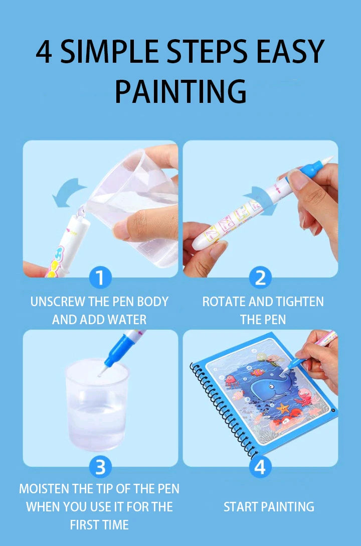 Montessori Toys Reusable Coloring Book Magic Water Painting Book Magic Book Children's Sensory Learning Early Education Toys