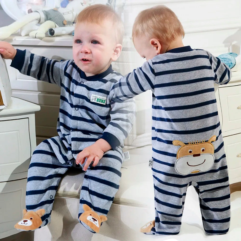 Newborn Baby Clothing Winter Boys Jumpsuit Fleece Overalls Infants Baby Clothes Warm New Born Home Dress Toddler Girls Costume