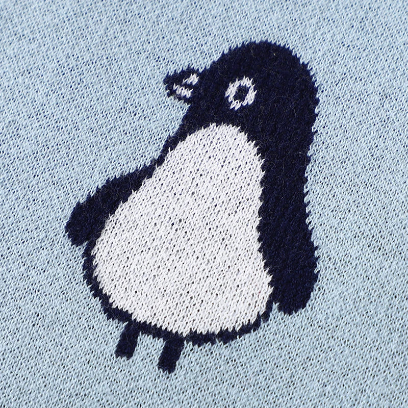 Newborn Baby Blanket Cotton Plaid Knit Toddler Boy Girl Stroller Wrap Swaddle Infant Bed Sleeping Covers Cute Penguin Soft Quilt