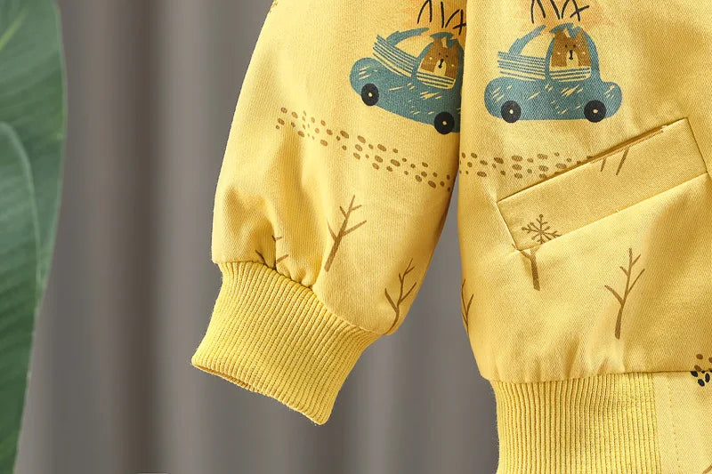 0-4 years old autumn new fashion cute car baby suit boys and girls long-sleeved striped three-piece children's sports suit