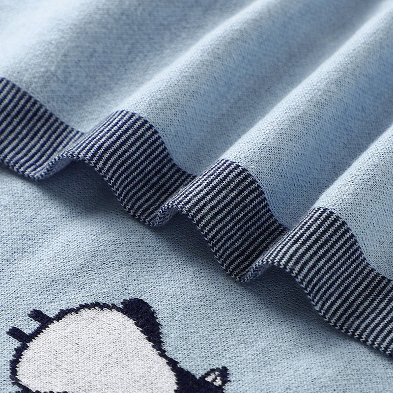 Newborn Baby Blanket Cotton Plaid Knit Toddler Boy Girl Stroller Wrap Swaddle Infant Bed Sleeping Covers Cute Penguin Soft Quilt