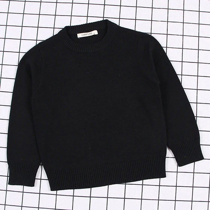 2025 New Autumn 1-8Yrs Baby Boys Girls Pure Color Casual Loose Pullovers Sweaters Kids Sweaters Knitted Bottoming Boys Sweaters