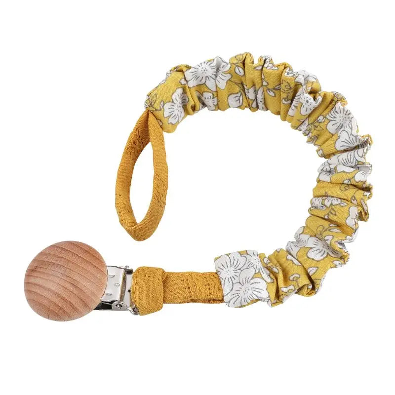 Baby Cotton Pacifier Chain Beech Wood Clip Infant Teething Toys Holder For Nipples Teether
