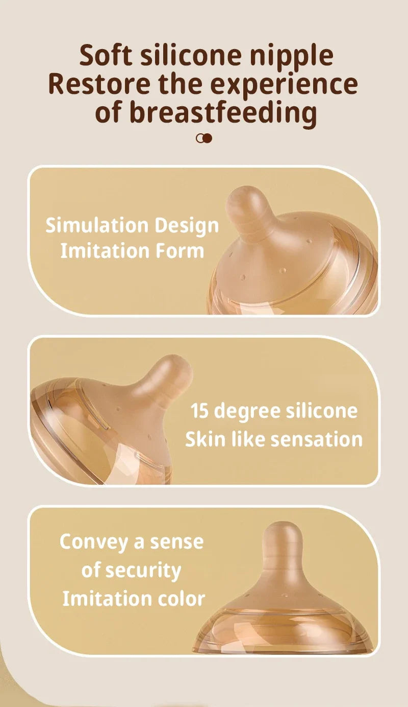 160ML/ 240ml Glass Milk Bottle for Newborn Babies Feeding Bottle Anti-Choke Baby Bottle Infant BPA Free 0-1Y