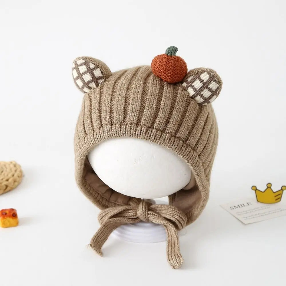 Cute Winter Baby Crochet Hat Cold-Resistant 5-24 Months Toddler's Plush Knitted Hat Breathable Windproof Kids Ear Protection Hat