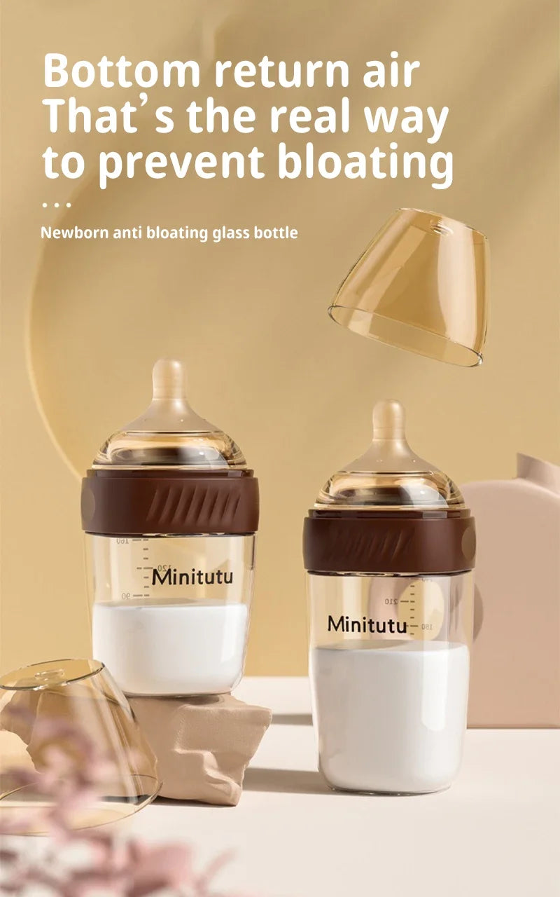 160ML/ 240ml Glass Milk Bottle for Newborn Babies Feeding Bottle Anti-Choke Baby Bottle Infant BPA Free 0-1Y