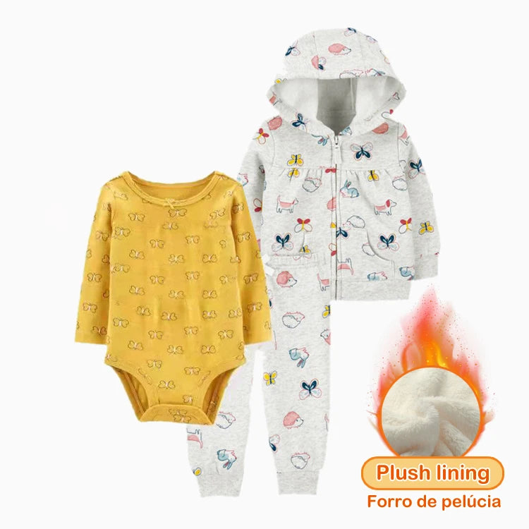 3pcs Baby Clothes Set for Newborns Toddler Girl Boy Clothes Hooded Jacket Trousers + Bodysuits 3pcs Child Sets Infant Outfits