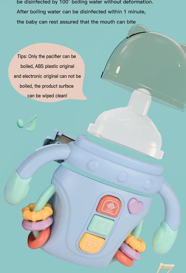 Baby Rattle Toy Musical Sensory Learning Toy with Music and Lights Pacifier Teething  for Toddlers Boys and Girls Gifts 0-24M