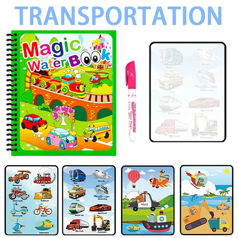 Montessori Toys Reusable Coloring Book Magic Water Painting Book Magic Book Children's Sensory Learning Early Education Toys