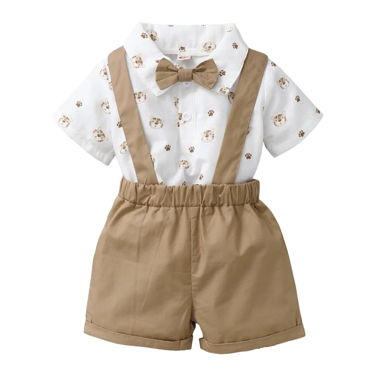 3-24 Months Baby Boy Clothing Set Short Sleeves Animal Bodysuit+Strap Shorts 2PCS Clothes Newborn Baby Boy Gentleman Outfit Suit