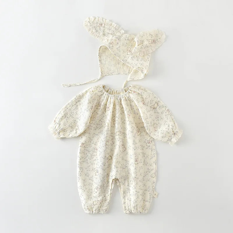 0-2Y Autumn Baby Bodysuit Princess Style Solid Lace Long Sleeved Jumpsuit for Baby Girls Soft Breathable Toddler Romper