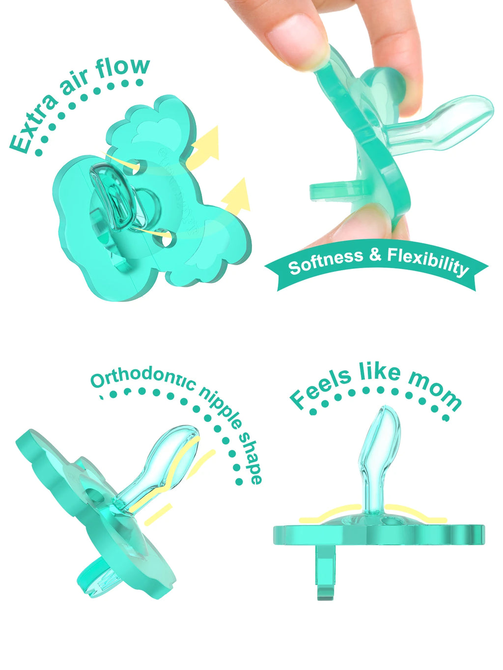 TYRY.HU 2PCS Koala Silicone Baby Pacifier Food Grade Newborn Soother Solid Color Silicone Nipple Dummies for Bebe