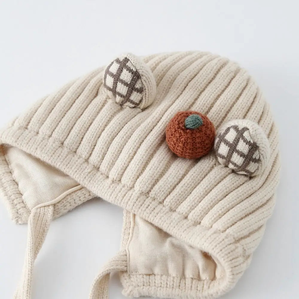Cute Winter Baby Crochet Hat Cold-Resistant 5-24 Months Toddler's Plush Knitted Hat Breathable Windproof Kids Ear Protection Hat