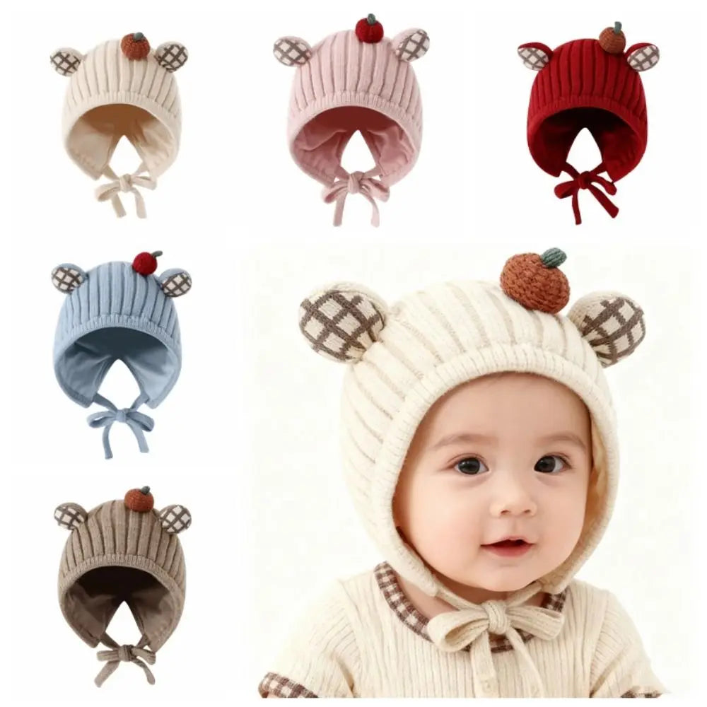 Cute Winter Baby Crochet Hat Cold-Resistant 5-24 Months Toddler's Plush Knitted Hat Breathable Windproof Kids Ear Protection Hat