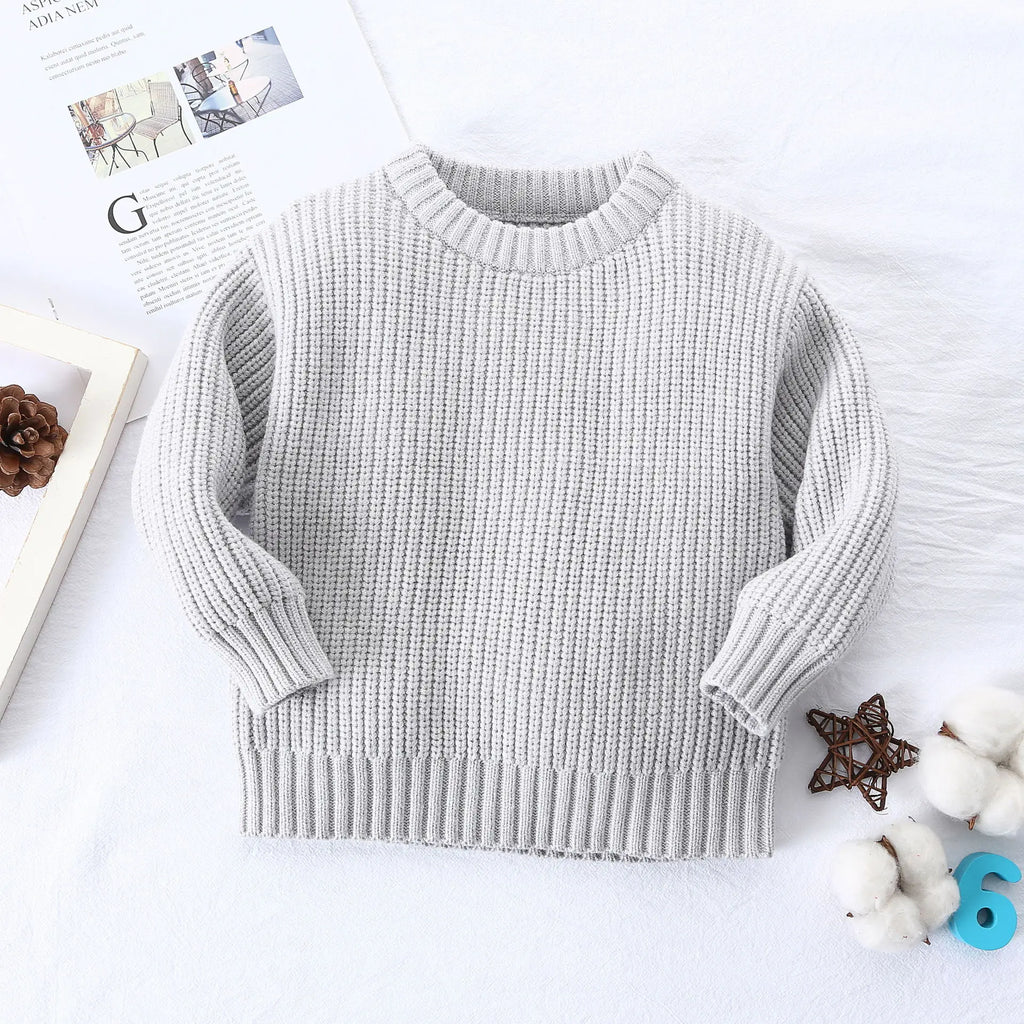 0-6Yrs Baby Boys Sweaters Spring Autumn Children Solid Color Basic Warm Knit Sweater Kids Girls Baby Pullover Sweaters Clothes
