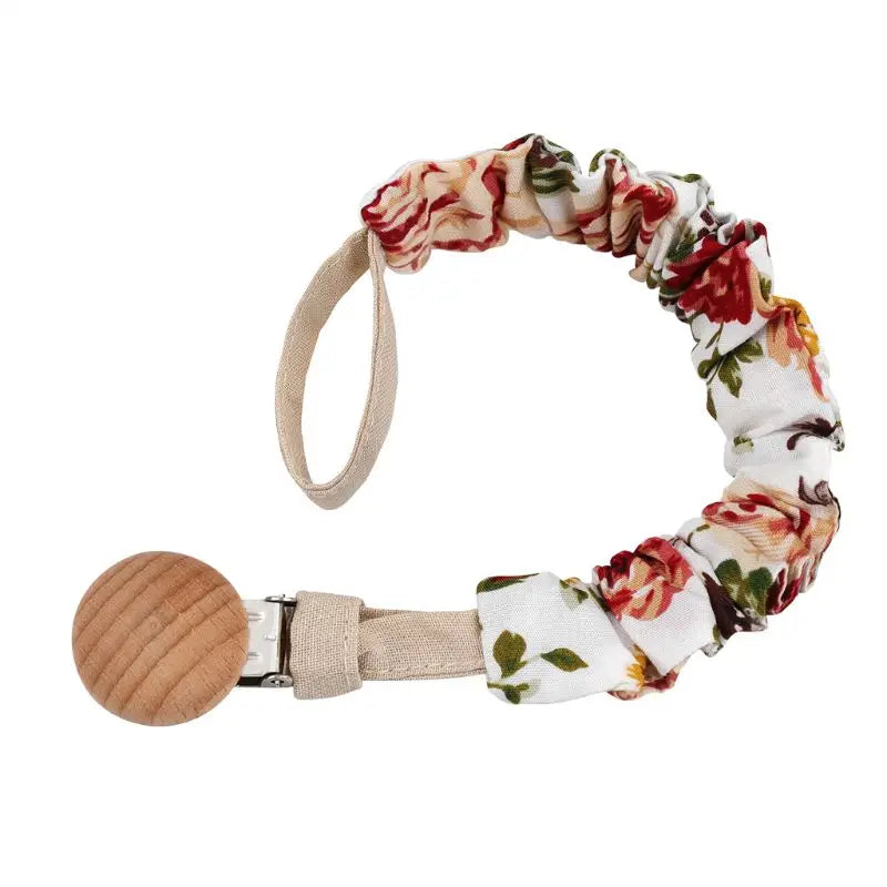 Baby Cotton Pacifier Chain Beech Wood Clip Infant Teething Toys Holder For Nipples Teether