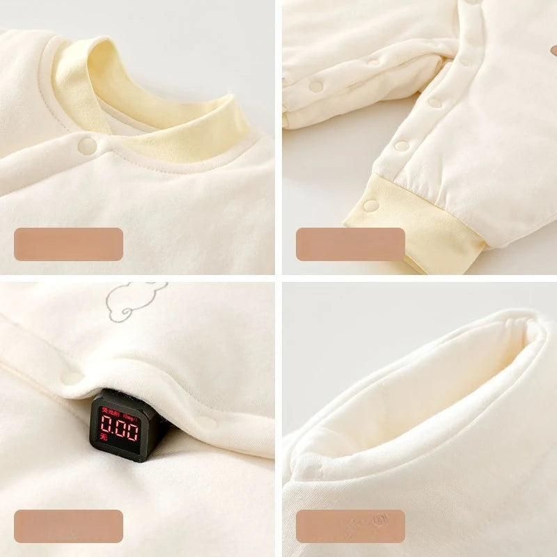 AYNIGIELL Baby Winter Clothing, Pure Cotton Thickened Warm Baby Cotton Clothing, 0-18 Months Newborn Baby Outdoor Clothing