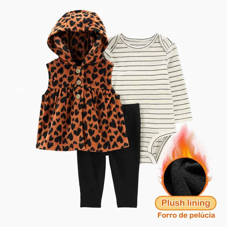 3pcs Baby Clothes Set for Newborns Toddler Girl Boy Clothes Hooded Jacket Trousers + Bodysuits 3pcs Child Sets Infant Outfits