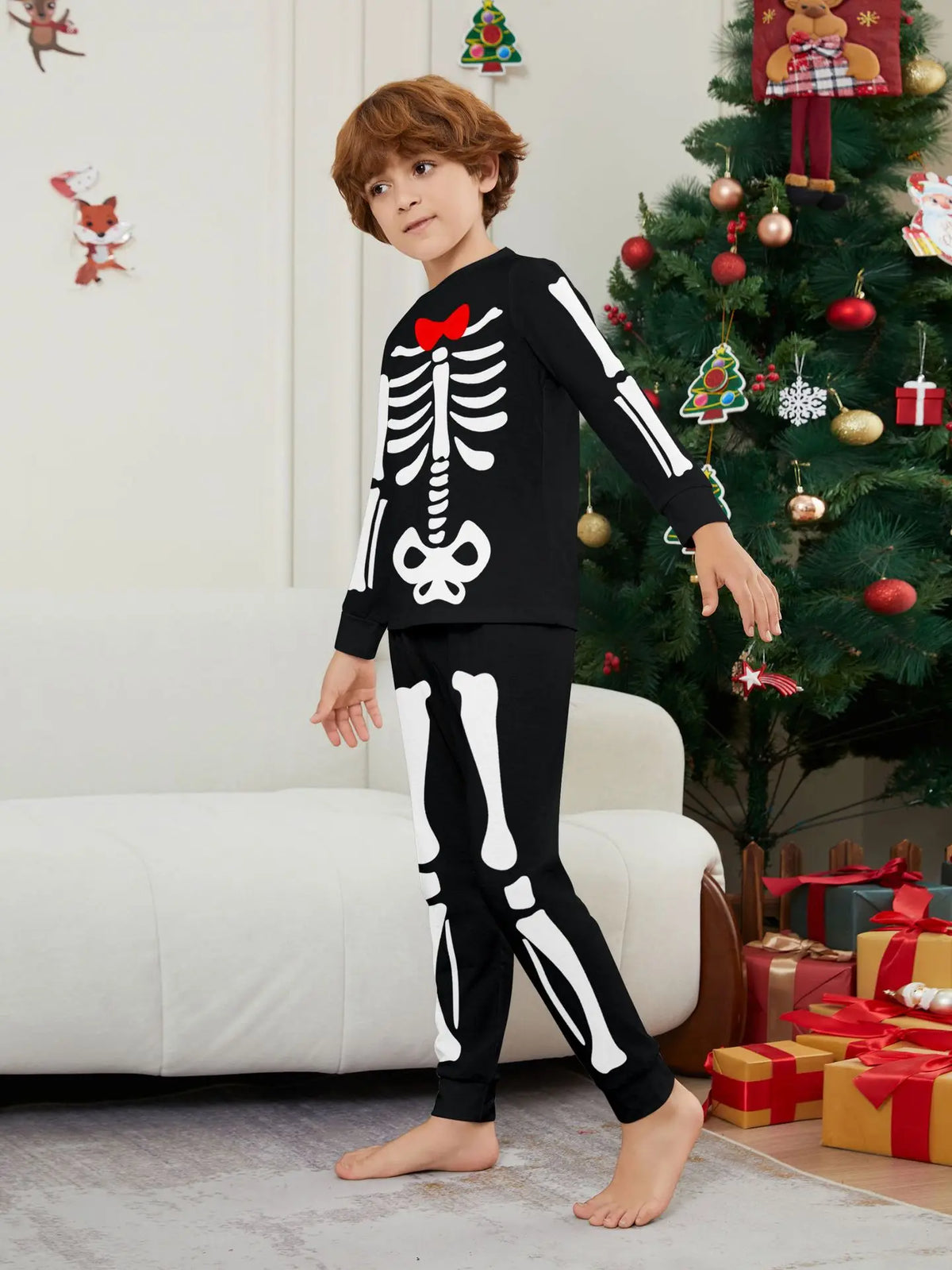 Halloween parent-child home costume European and American skull bone adult children and baby horror prank costume pajama set