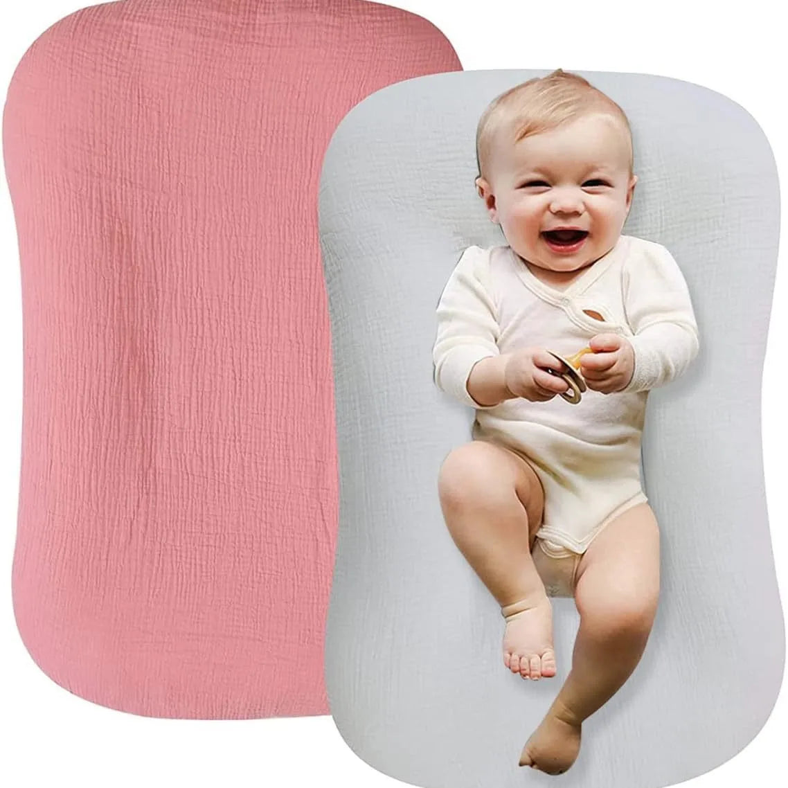 Baby Lounger Covers Muslin Soft and Breathable Slipcover for Snuggle Me Lounger Machine Washable &Zipper-Free for Safe Daily Use