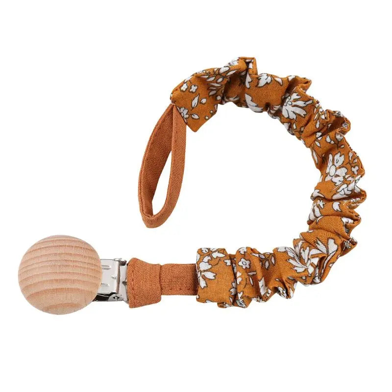 Baby Cotton Pacifier Chain Beech Wood Clip Infant Teething Toys Holder For Nipples Teether