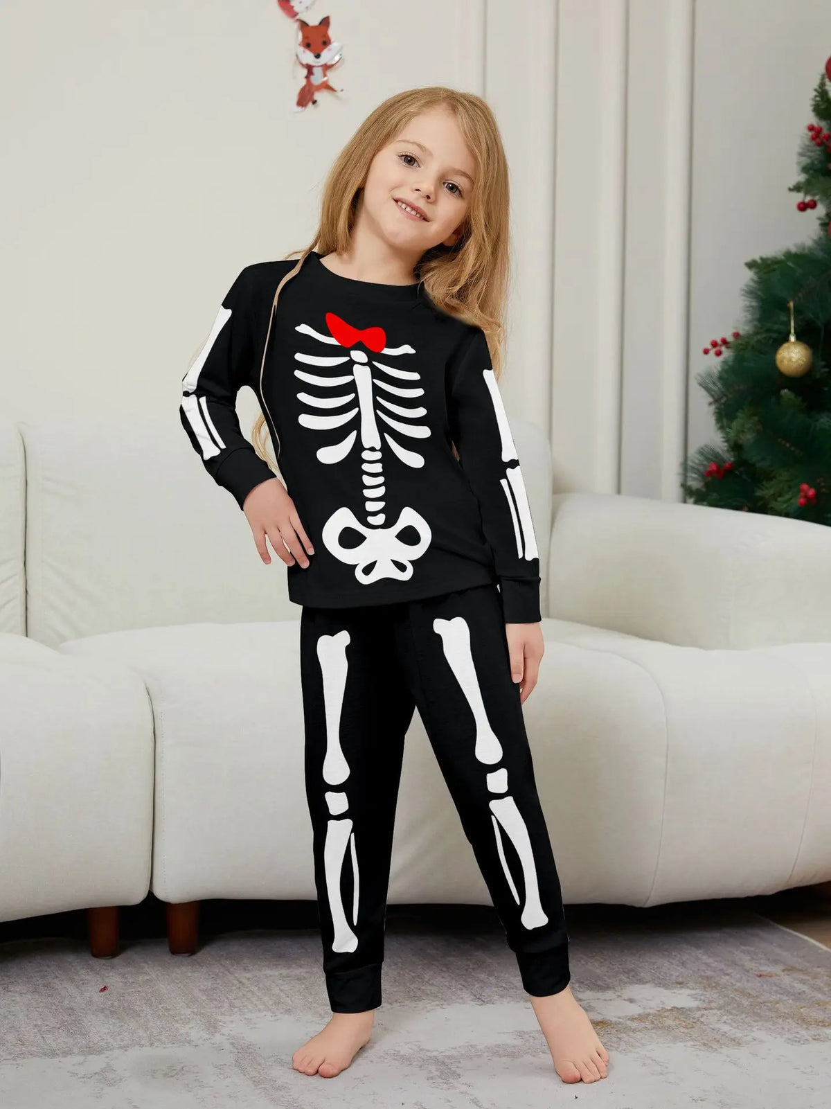 Halloween parent-child home costume European and American skull bone adult children and baby horror prank costume pajama set