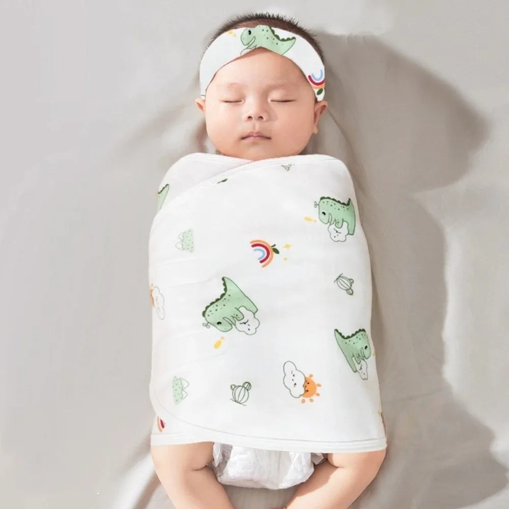 Comfortable Anti-startle Baby Sleeping Bag Cotton Single Layer Baby Swaddle Blanket Cartoon Newborn Sleep Bag Wrap
