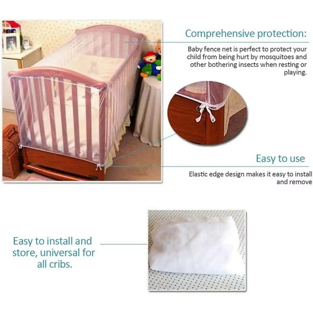 Mosquito Crib Mosquito Net Washable Foldable Baby Cot Cover Breathable Full-face Stroller Safety Tent for Holidays Travel Summer