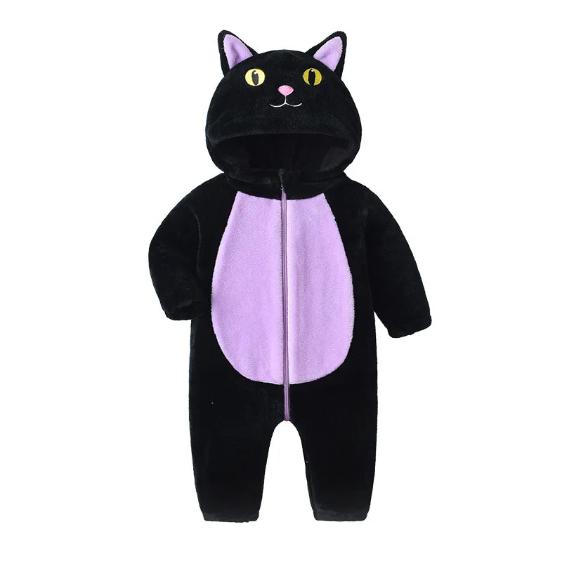 Halloween Cosplay Newborn Baby Boy Girl Clothes Romper Cartoon Cat Costume Jumpsuit  Winter Warm Onesie Outfits for Boys Girls