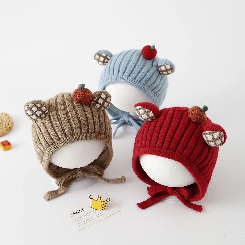Cute Winter Baby Crochet Hat Cold-Resistant 5-24 Months Toddler's Plush Knitted Hat Breathable Windproof Kids Ear Protection Hat