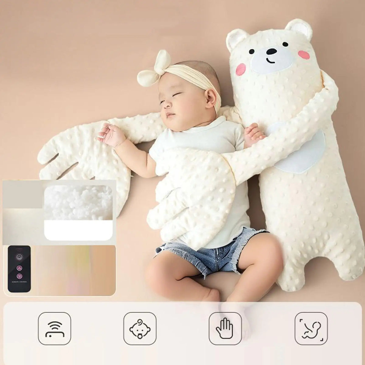 Remote Control Electric Baby Sleep Toy Baby Sleep Aid Companion Cartoon Patting Patter Cartoon Baby Sleep Aid Soother Pillow