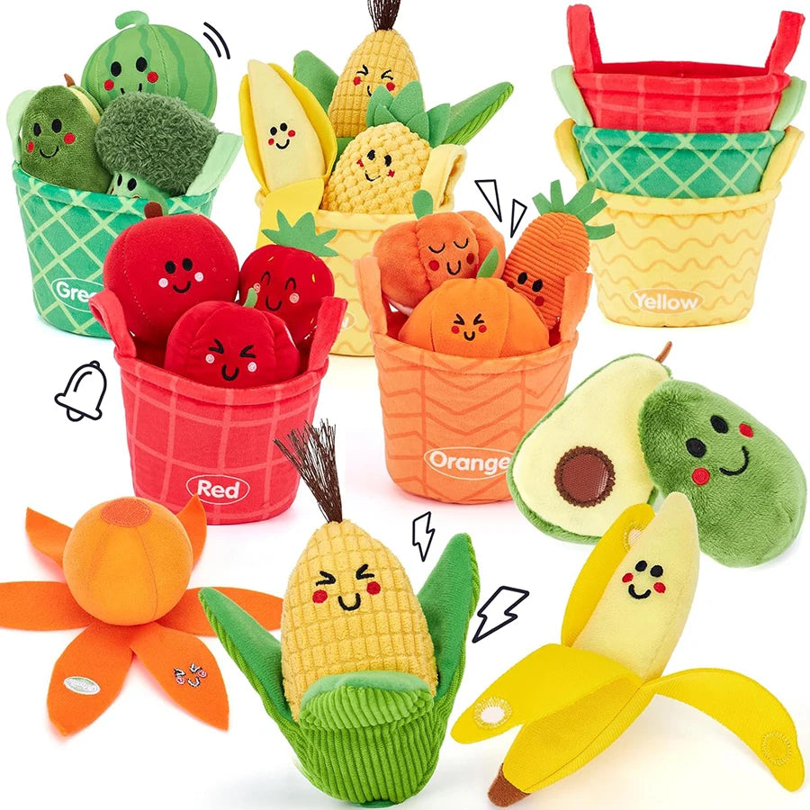 Baby Sensory Toys My First Fruit Vegetable Color Sorting Play Food with Crinkle Rattle Baby Toys Montessori Toys for Toddler
