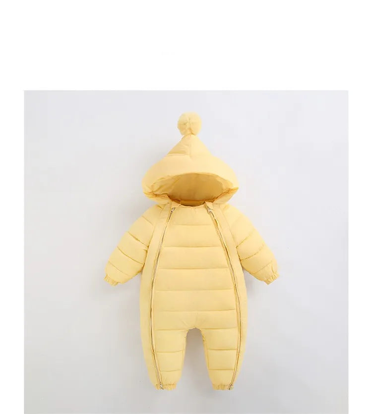 New Newborn Baby Clothes Jumpsuit, Solid Color Crawling Clothes for Boys and Girls Aged 0-3 Years, Winter Cotton Outfits for