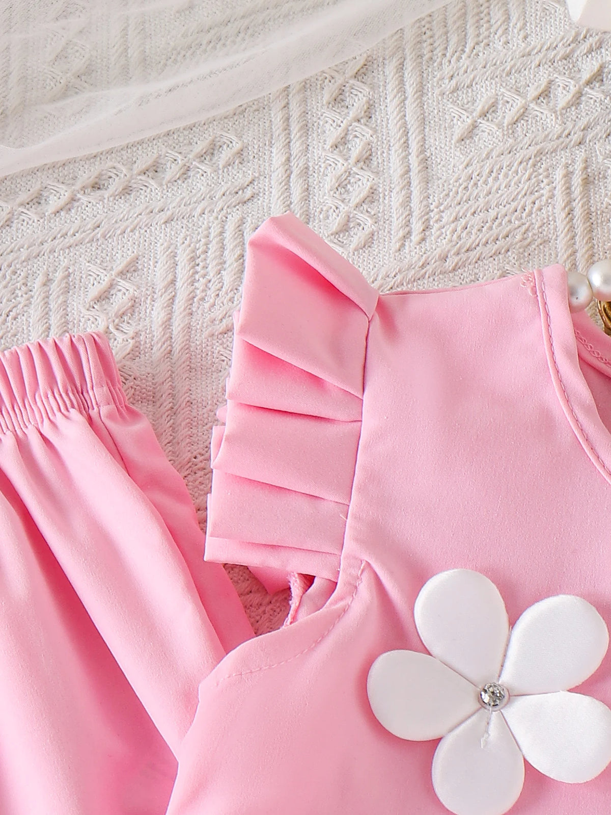 Cross-border Summer New Girl Sweet and Comfortable 4-7 Years Old Pink Top + Pantsuit