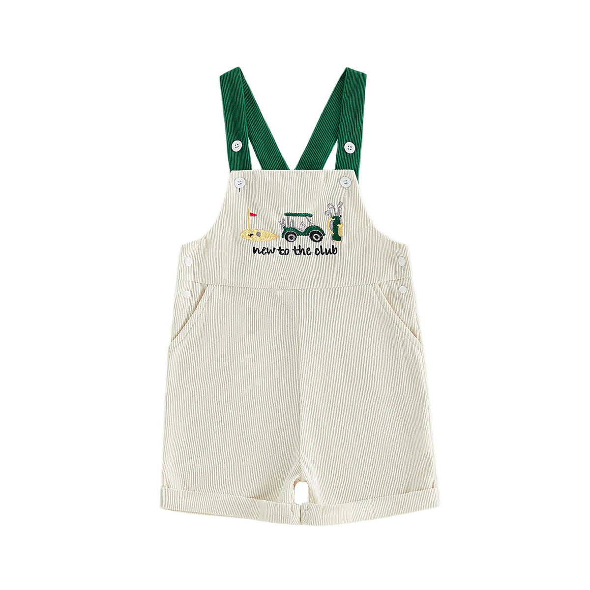 0-4Y Toddler Baby Boys Girls Golf Overalls Shorts Corduroy Embroidery Sling Short Pants Kids Summer Casual Outfit