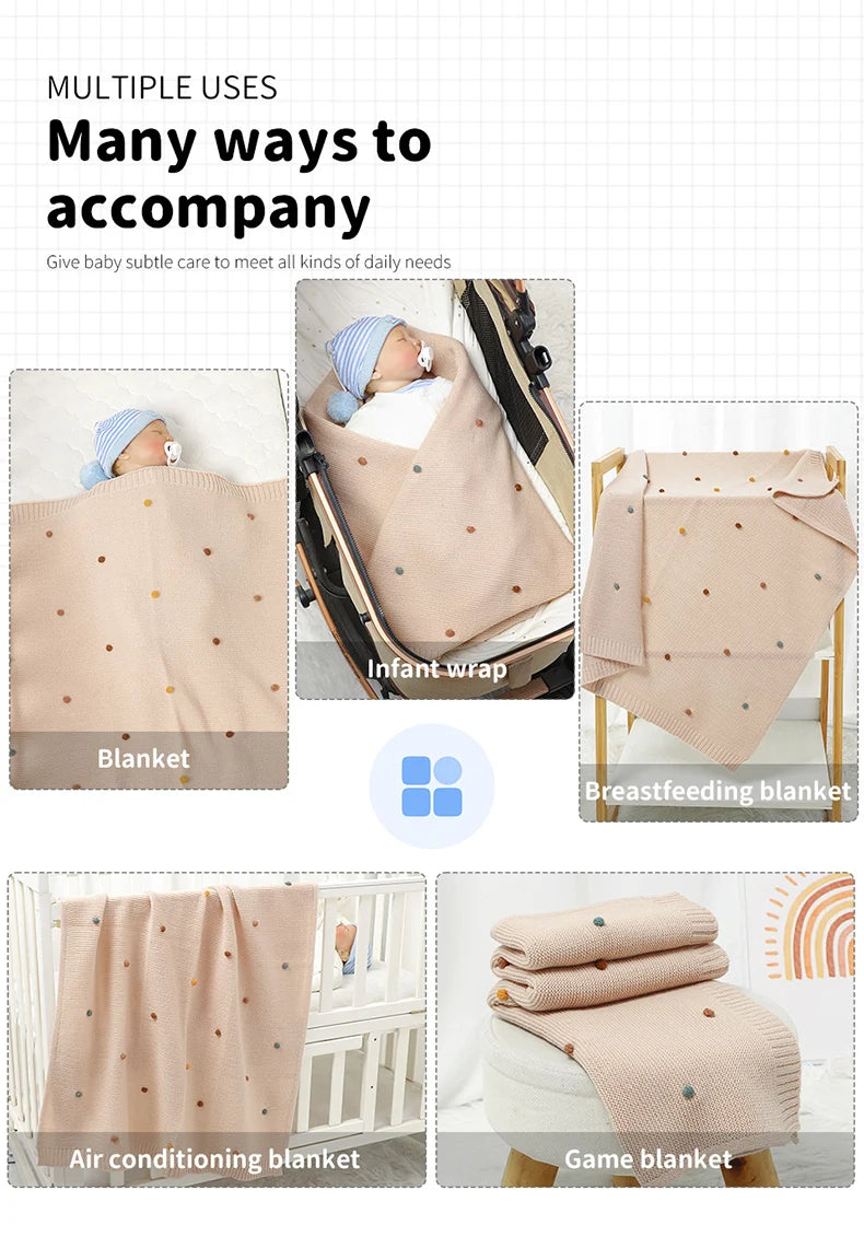 Baby Blanket Knit Stroller Swaddling 90*70CM Sleeping Sack Fashion Colored Dot Newborn Girls Bedding Quilt Boys Plaid Super Soft
