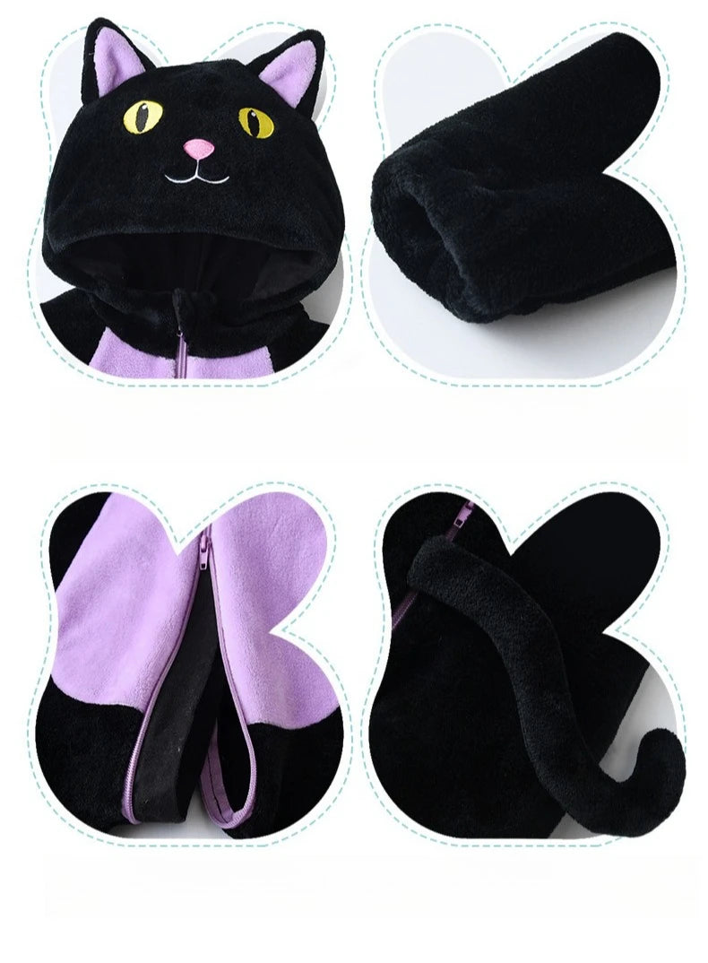 Halloween Cosplay Newborn Baby Boy Girl Clothes Romper Cartoon Cat Costume Jumpsuit  Winter Warm Onesie Outfits for Boys Girls