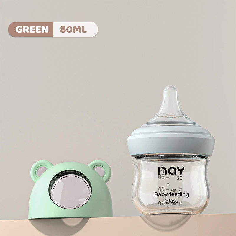 160ML/ 240ml Glass Milk Bottle for Newborn Babies Feeding Bottle Anti-Choke Baby Bottle Infant BPA Free 0-1Y